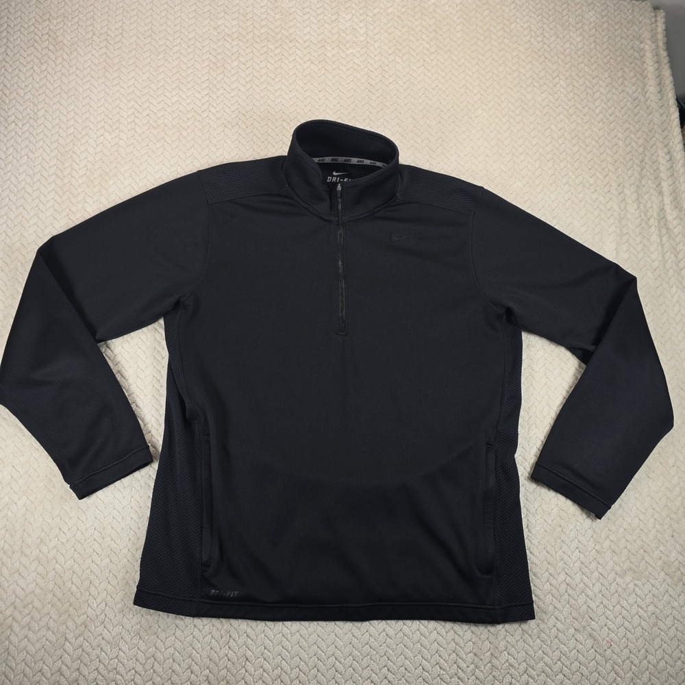 Nike Dri-FIT Mens Black Quarter Zip Pullover Training Top 424727-010 Size L